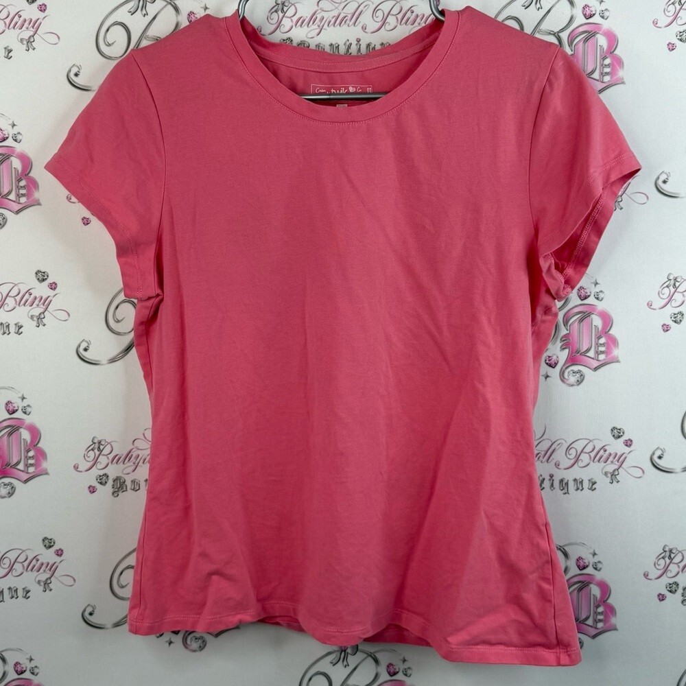 Simons twik T-shirt coral salmon orange stretchy Vibrant Pink Short Sleeve Tee